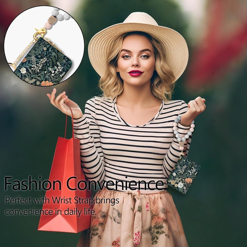 Blusabaca Weeds Flower Floral Plants Wildflowers Credit Card Holder for Women, Small RFID Blocking Wallet with Zipper, Card Keychain Wallet, PU Leather Card Case, Accordion Aesthetic Wallet Gift - Image 2